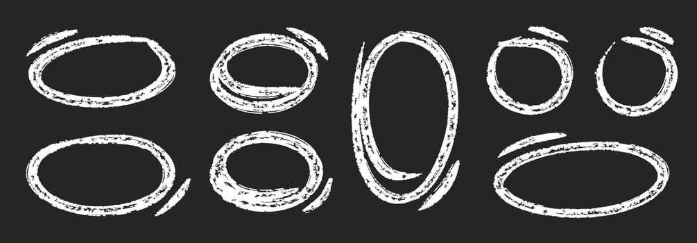 Grunge Hand Drawn Circle Highlights with dry brush or marker texture. Marker Scribble Elements Set. Best for UI UX highlighting, annotations, and infographic design. Perfect for emphasizing elements vector
