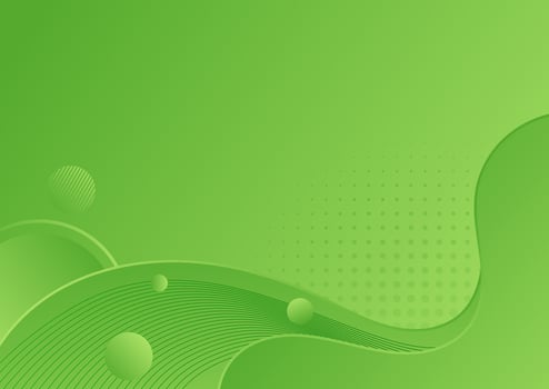 Abstract green gradient background with circles and halftone dots. vector