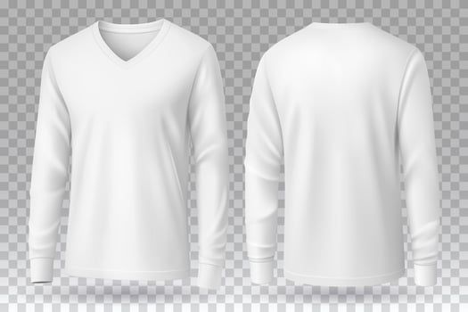 White long sleeve t shirt front and back mockup design illustration vector