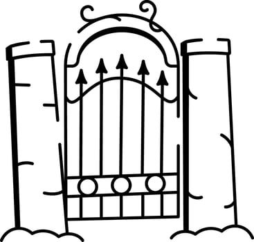 A doodle style icon of cemetery gate vector