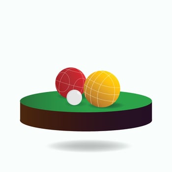 Floating bocce balls on one podiums showing ranking and game results. Clean, modern, and sporty design. vector