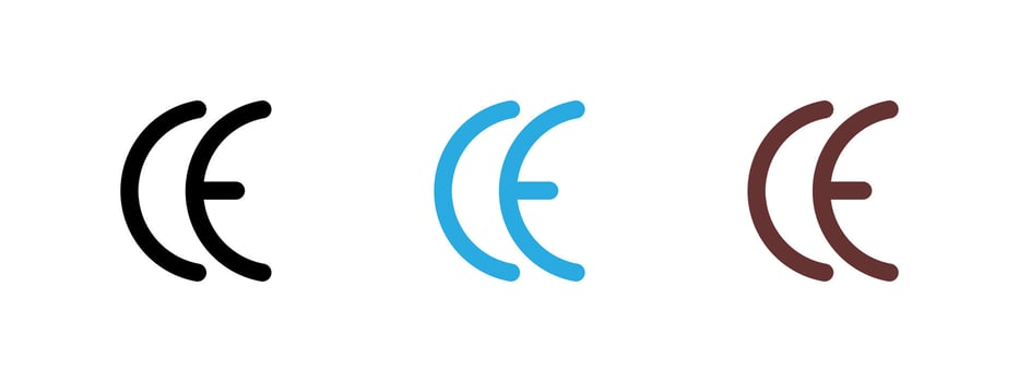 CE mark icon. Simplified symbol of European conformity illustration. Indicates compliance with EU safety standards symbol. Certification for approved products sign. Regulatory label pictogram. vector