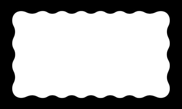 Rectangular shape with undulated inside edges. Rectangle frame with wavy inner borders. Mirror, picture or photo frame, empty text box or tag isolated on white background. illustration vector