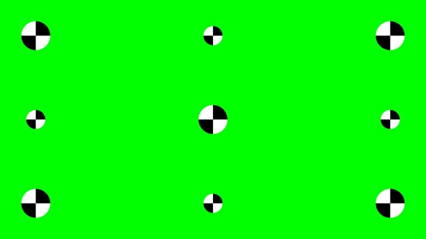 Green screen template with tracking marks. Chromakey technique. Studio background. technology to add VFX visual effects during movie post-production phase. flat illustration vector