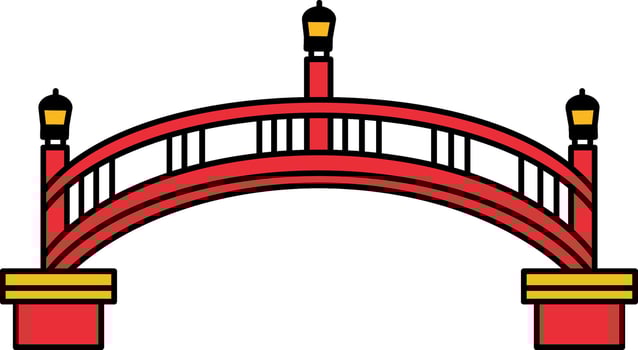 single icon of traditional Japanese bridge over a river vector