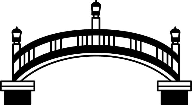 black and white icon of traditional Japanese bridge over a river vector