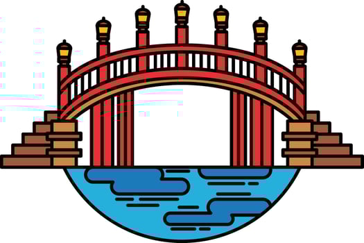 icon of a traditional Japanese bridge over a river vector