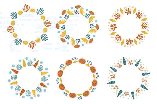 Summer Beach Frames with Seashells Set vector