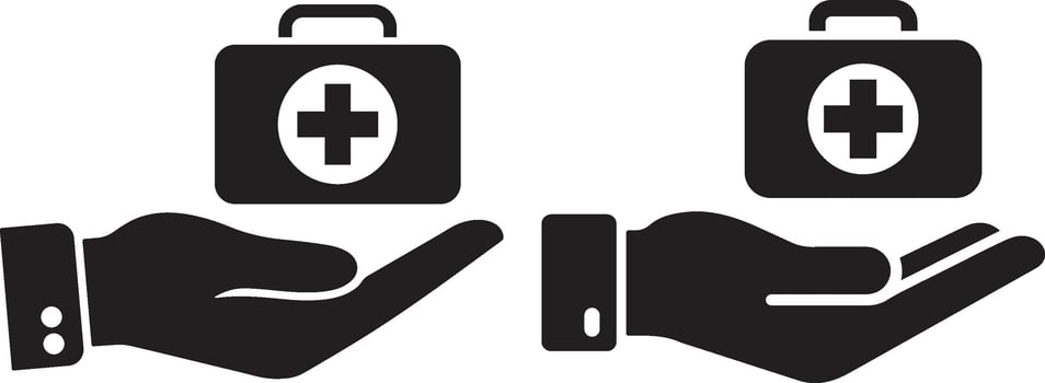 Minimalist Hands Holding First Aid Kits vector