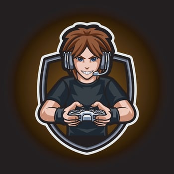 Gamer boy mascot logo vector