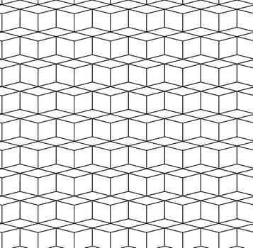 Rhythmic monochrome textured endless pattern with cubes, continuous black and white geometric background. Geometry seamless pattern. graphic line illustration. abstract vector