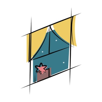 A cartoon window with a star on it vector