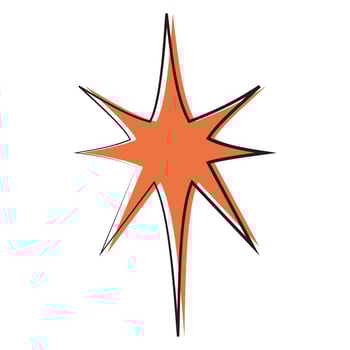 Sharp orange starburst with bold black outline. vector