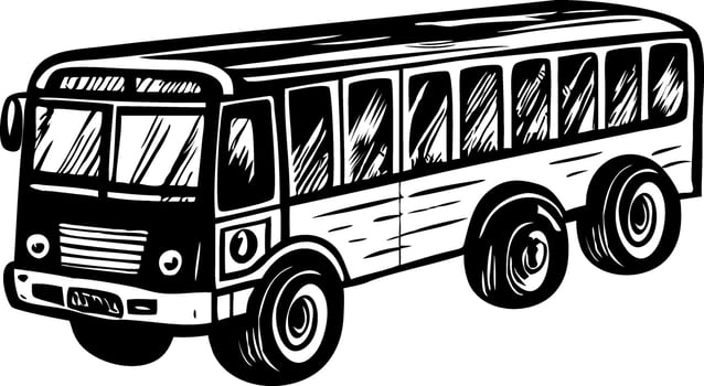 Vintage sketchy illustration depicting a classic city bus vector