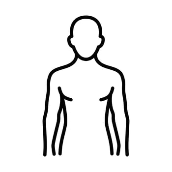 A man's torso is shown in a line drawing vector