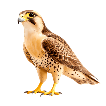 Majestic Falcon with Brown Feathers and Sharp Beak Standing Proudly Surface png