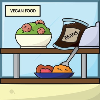 Vegan Buffet Display. vector