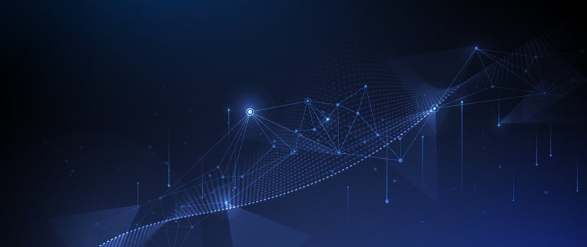 Digital datum, molecule background. Big Data, hi-tech technology, light line design. Illustration modern network datum system, cyber space, communication internet, futuristic connection concept vector