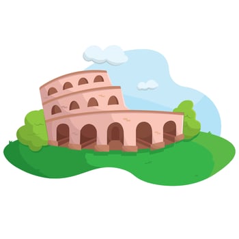 Roman amphitheater cartoon style. vector