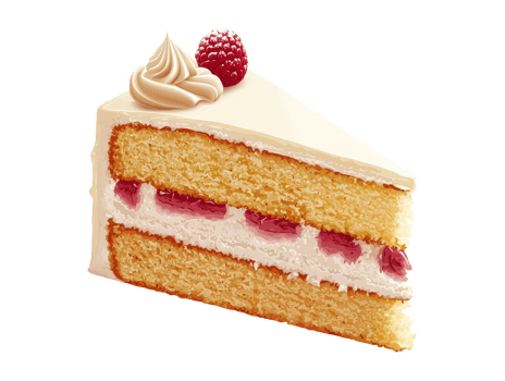 Vanilla Cake Slice With Raspberries png