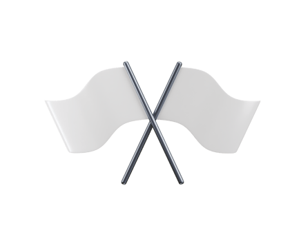 Two Crossed White Blank Flags icon 3d rendering illustration png