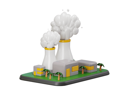 Power plant icon 3d render concept of industrial building on Electricity Power generation unit illustration png