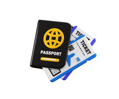 Passport and Flight ticket icon 3d render concept of Travel document, boarding pass icon illustration png