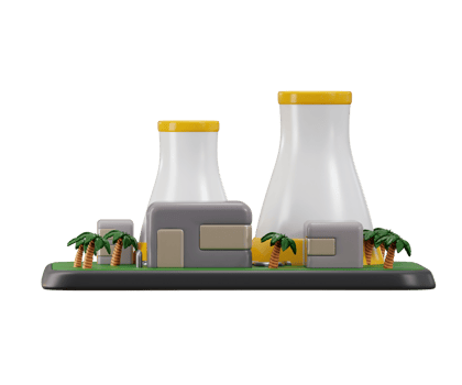 Nuclear power plant icon 3d render concept of industrial building on Electricity Power generation unit illustration png