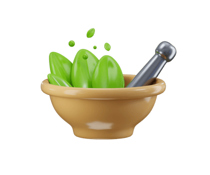 Nature herbal plant with bowl icon 3d render concept of alternative medicine treatment icon illustration png