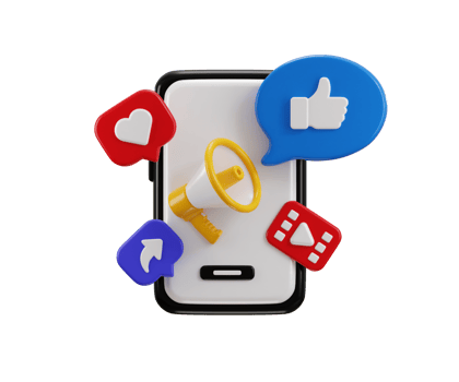 Digital marketing icon 3d render concept of online advertisement on social media, social media marketing strategies, ads and sales icon illustration png