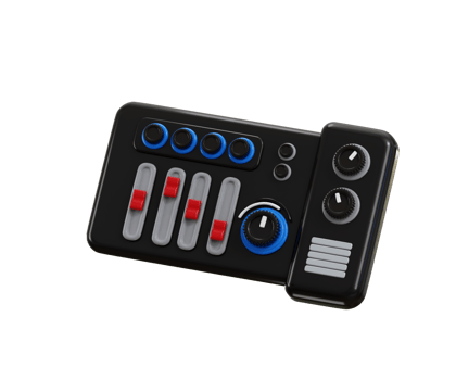 Audio mixer icon 3d render concept of mixing console icon, audio control panel or sound engineering icon illustration png