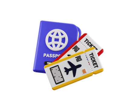 Travel document, boarding pass, passport and flight ticket icon illustration png