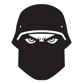 Ninja Helmet Silhouette Drawn for Ancient Warrior Poster Projects vector