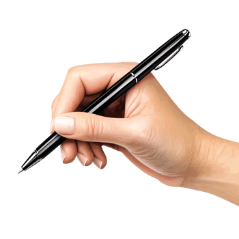 Caucasian adult hand holding black pen, writing or drawing on transparent background Concept of creativity, education, and office work png