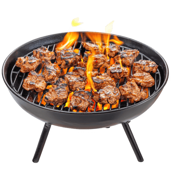 Grilling meat barbecue food flame on transparent background png