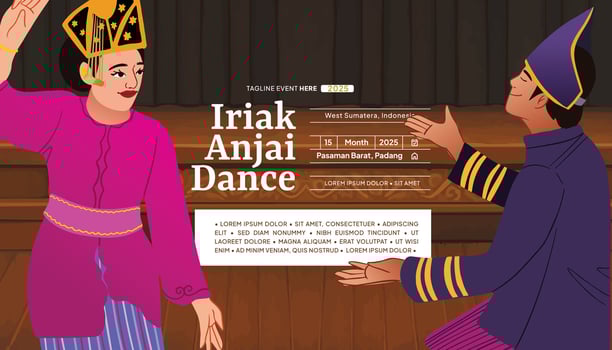 An illustration of two people dancing in indonesian costume vector