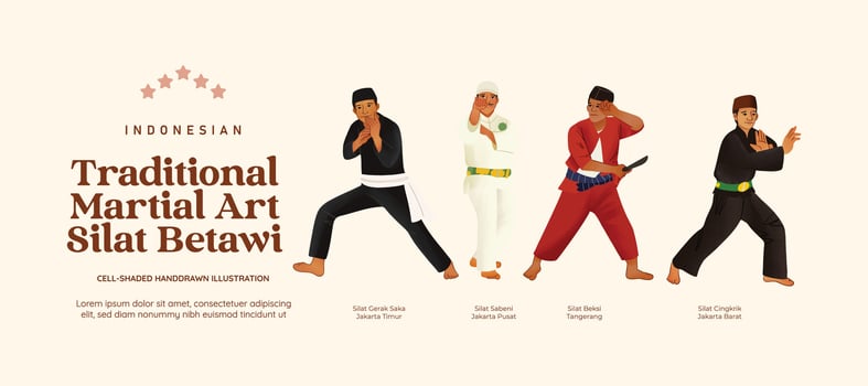 Traditional martial art of sikat bewawi illustration vector