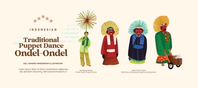 Indonesia traditional folk dance ondol ondol ondol ondol on vector
