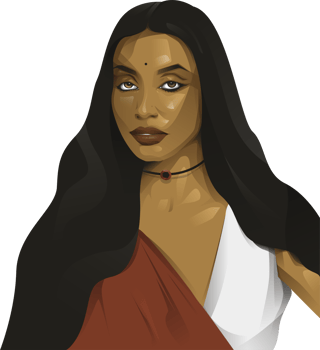indian girl face portrait illustration png