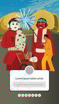 A cartoon image of two people in traditional costumes vector