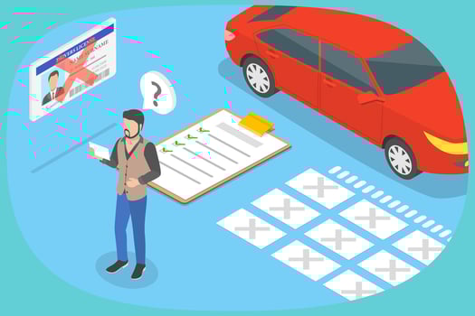 3D Isometric Flat Illustration of Expired Driving License, ID Document Renew vector
