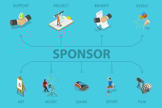 3D Isometric Flat Illustration of Sponsor, Sponsorship Program vector