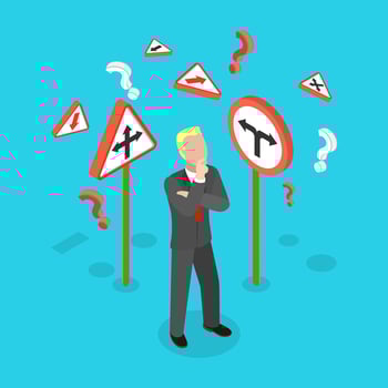 3D Isometric Flat Illustration of Difficult Choice, Pathway Selection Dilemma vector
