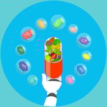 3D Isometric Flat Illustration of Medical Cybernetics Innovation, Supplement Nutrition vector