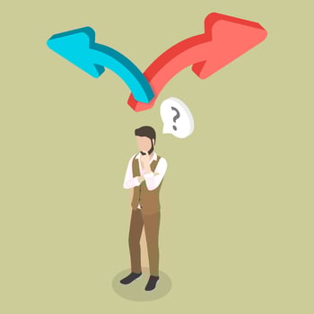 3D Isometric Flat Illustration of Decision Making, Future Direction Choosing vector