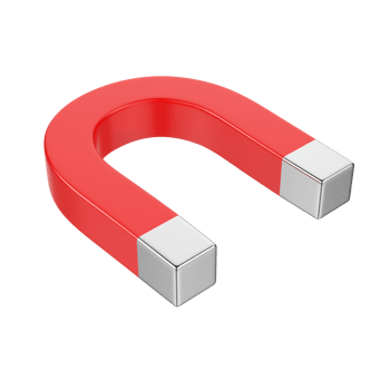 Red magnet isolated on transparent background png