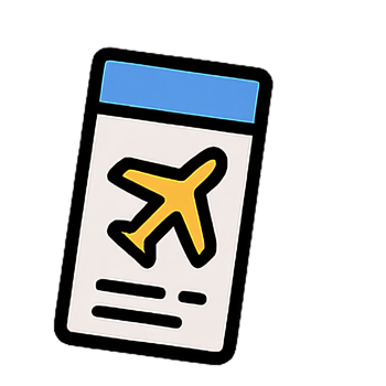Boarding Pass Icon Flat Cartoon Style with Bold Outline and Bright Colors png