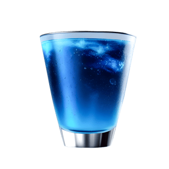 Blue drink in a glass with ice on a transparent background png