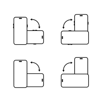 Rotate modern smartphone device icon set. Mobile phone rotation sign symbol vector