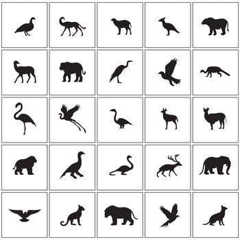 wild animals icons set design on a white background vector
